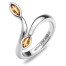 Arethusa Rhodium Plated Sterling Silver Leaf Ring with Topaz