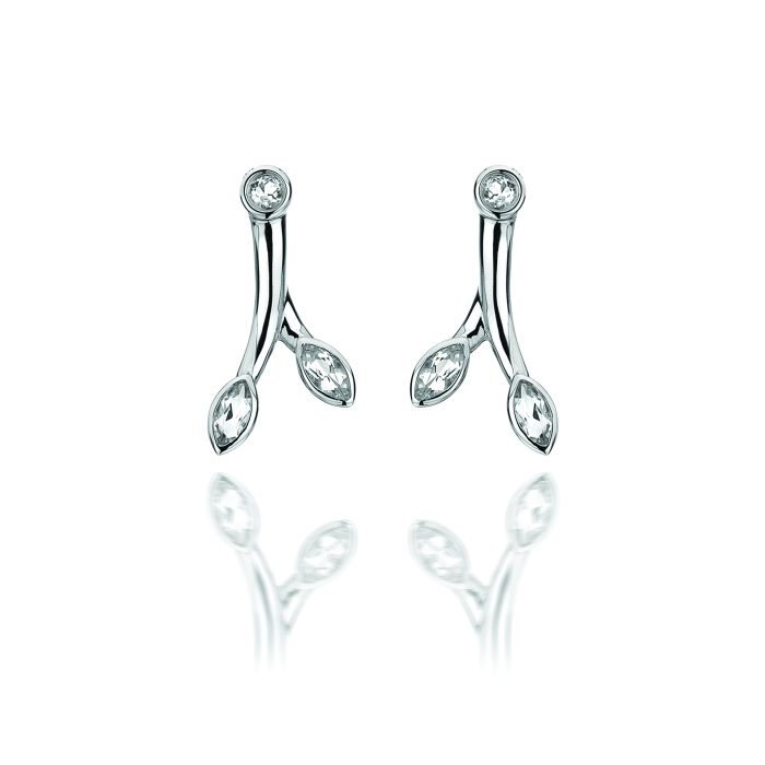 Rhodium Plated Sterling Silver Topaz Earrings