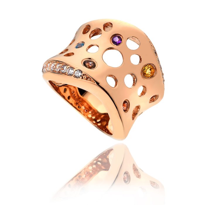 18ct Rose Gold Vermeil Semi-Precious Gemstone Statement Ring