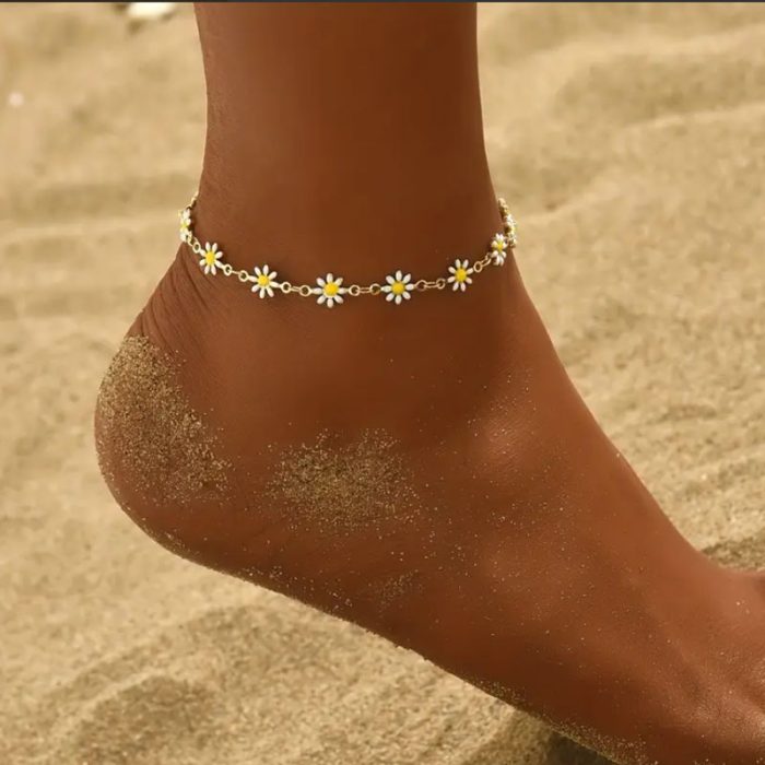 Gold Multi Daisy Anklet