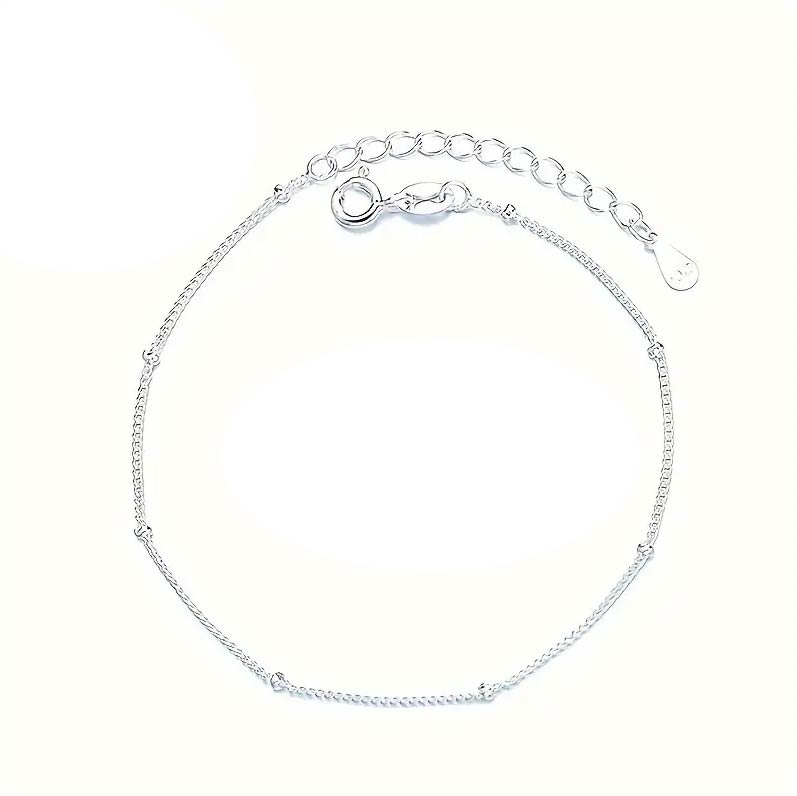 Dainty Sterling Silver Beaded Chain Bracelet
